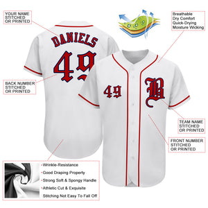 Custom White Red-Navy Authentic Baseball Jersey