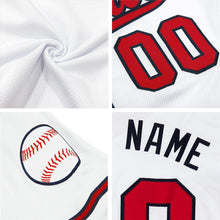 Load image into Gallery viewer, Custom White Navy Authentic Throwback Rib-Knit Baseball Jersey Shirt
