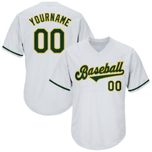 Load image into Gallery viewer, Custom White Green-Gold Authentic Throwback Rib-Knit Baseball Jersey Shirt
