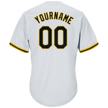 Load image into Gallery viewer, Custom White Black-Gold Authentic Throwback Rib-Knit Baseball Jersey Shirt
