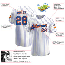 Load image into Gallery viewer, Custom White Royal Pinstripe Royal-Orange Authentic Baseball Jersey
