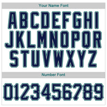 Load image into Gallery viewer, Custom White Navy-Teal Authentic Baseball Jersey
