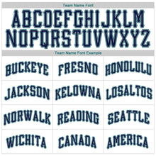 Load image into Gallery viewer, Custom White Navy-Teal Authentic Baseball Jersey
