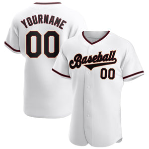 Custom White Black-Crimson Authentic Baseball Jersey