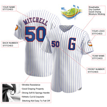 Load image into Gallery viewer, Custom White Royal Pinstripe  Royal-Red Authentic Baseball Jersey
