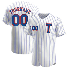 Load image into Gallery viewer, Custom White Royal Pinstripe  Royal-Red Authentic Baseball Jersey
