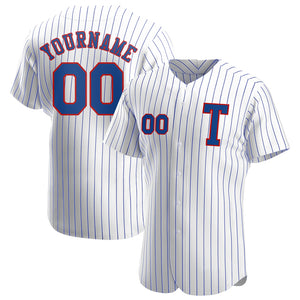 Custom White Royal Pinstripe  Royal-Red Authentic Baseball Jersey