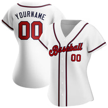 Load image into Gallery viewer, Custom White Red-Navy Authentic Baseball Jersey
