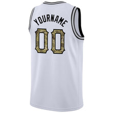 Load image into Gallery viewer, Custom White Camo-Black Round Neck Rib-Knit Basketball Jersey
