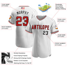Load image into Gallery viewer, Custom White Black Pinstripe Red-Black Authentic American Flag Fashion Baseball Jersey
