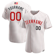 Load image into Gallery viewer, Custom White Red Pinstripe Red-Black Authentic American Flag Fashion Baseball Jersey
