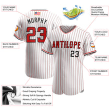 Load image into Gallery viewer, Custom White Red Pinstripe Red-Black Authentic American Flag Fashion Baseball Jersey
