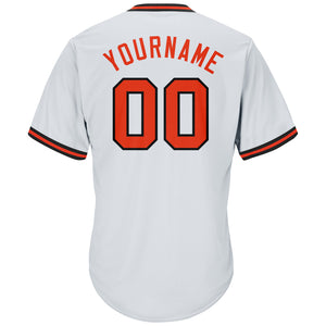 Custom White Orange-Black Authentic Throwback Rib-Knit Baseball Jersey Shirt