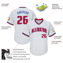 Load image into Gallery viewer, Custom White Red-Royal Authentic Throwback Rib-Knit Baseball Jersey Shirt
