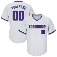 Load image into Gallery viewer, Custom White Purple-Gray Authentic Throwback Rib-Knit Baseball Jersey Shirt
