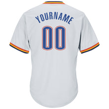 Load image into Gallery viewer, Custom White Blue-Orange Authentic Throwback Rib-Knit Baseball Jersey Shirt
