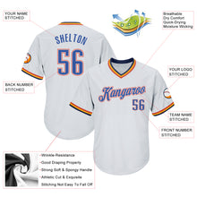 Load image into Gallery viewer, Custom White Blue-Orange Authentic Throwback Rib-Knit Baseball Jersey Shirt
