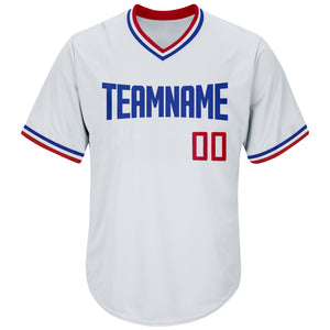 Custom White Red-Royal Authentic Throwback Rib-Knit Baseball Jersey Shirt