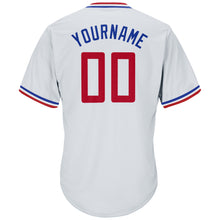 Load image into Gallery viewer, Custom White Red-Royal Authentic Throwback Rib-Knit Baseball Jersey Shirt
