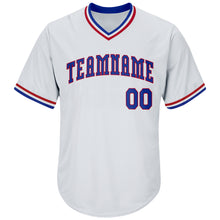 Load image into Gallery viewer, Custom White Royal-Red Authentic Throwback Rib-Knit Baseball Jersey Shirt
