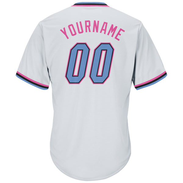 Creat Baseball Authentic White Light Blue Throwback Pink Shirt