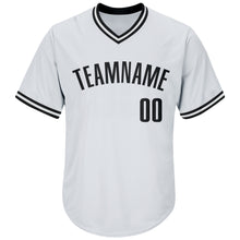 Load image into Gallery viewer, Custom White Black Authentic Throwback Rib-Knit Baseball Jersey Shirt
