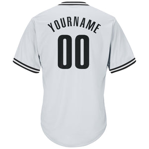 Custom White Black Authentic Throwback Rib-Knit Baseball Jersey Shirt