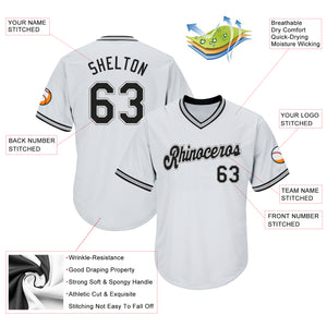 Custom White Black-Gray Authentic Throwback Rib-Knit Baseball Jersey Shirt