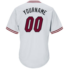 Load image into Gallery viewer, Custom White Maroon-Black Authentic Throwback Rib-Knit Baseball Jersey Shirt
