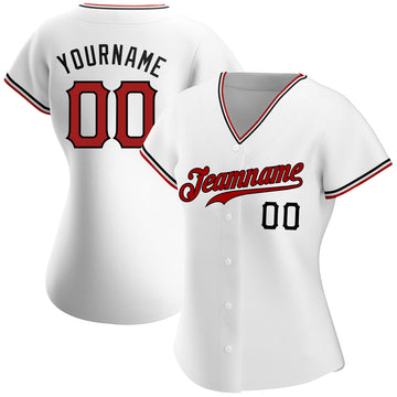 Custom White Red-Black Authentic Baseball Jersey