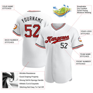 Custom White Red-Black Authentic Baseball Jersey