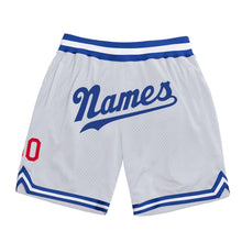 Load image into Gallery viewer, Custom White Royal-Red Authentic Throwback Basketball Shorts
