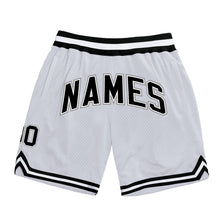 Load image into Gallery viewer, Custom White Black-Gray Authentic Throwback Basketball Shorts
