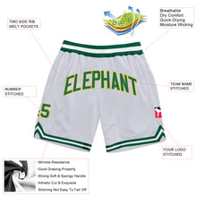 Load image into Gallery viewer, Custom White Kelly Green-Gold Authentic Throwback Basketball Shorts
