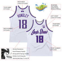 Load image into Gallery viewer, Custom White Purple-Gray Authentic Throwback Basketball Jersey
