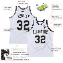 Load image into Gallery viewer, Custom White Black-Gray Authentic Throwback Basketball Jersey
