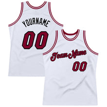 Load image into Gallery viewer, Custom White Maroon-Black Authentic Throwback Basketball Jersey
