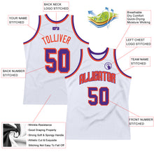 Load image into Gallery viewer, Custom White Purple-Orange Authentic Throwback Basketball Jersey
