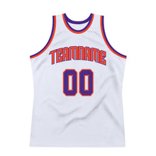 Load image into Gallery viewer, Custom White Purple-Orange Authentic Throwback Basketball Jersey
