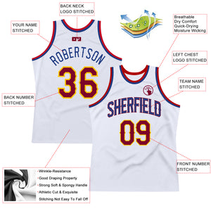 Custom White Maroon-Royal Authentic Throwback Basketball Jersey