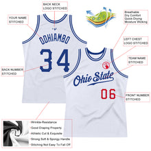 Load image into Gallery viewer, Custom White Royal-Red Authentic Throwback Basketball Jersey
