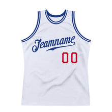 Load image into Gallery viewer, Custom White Royal-Red Authentic Throwback Basketball Jersey
