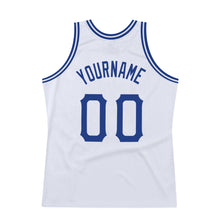 Load image into Gallery viewer, Custom White Royal-Red Authentic Throwback Basketball Jersey
