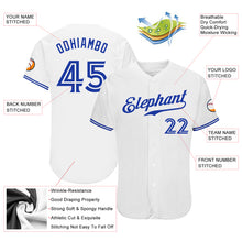 Load image into Gallery viewer, Custom White Royal Authentic Baseball Jersey
