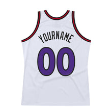 Load image into Gallery viewer, Custom White Purple-Red Authentic Throwback Basketball Jersey
