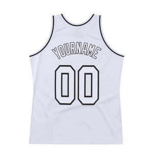 Custom White White-Black Authentic Throwback Basketball Jersey