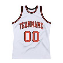 Load image into Gallery viewer, Custom White Orange-Black Authentic Throwback Basketball Jersey
