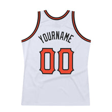 Load image into Gallery viewer, Custom White Orange-Black Authentic Throwback Basketball Jersey
