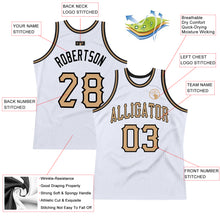 Load image into Gallery viewer, Custom White Old Gold-Black Authentic Throwback Basketball Jersey
