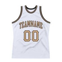 Load image into Gallery viewer, Custom White Old Gold-Black Authentic Throwback Basketball Jersey
